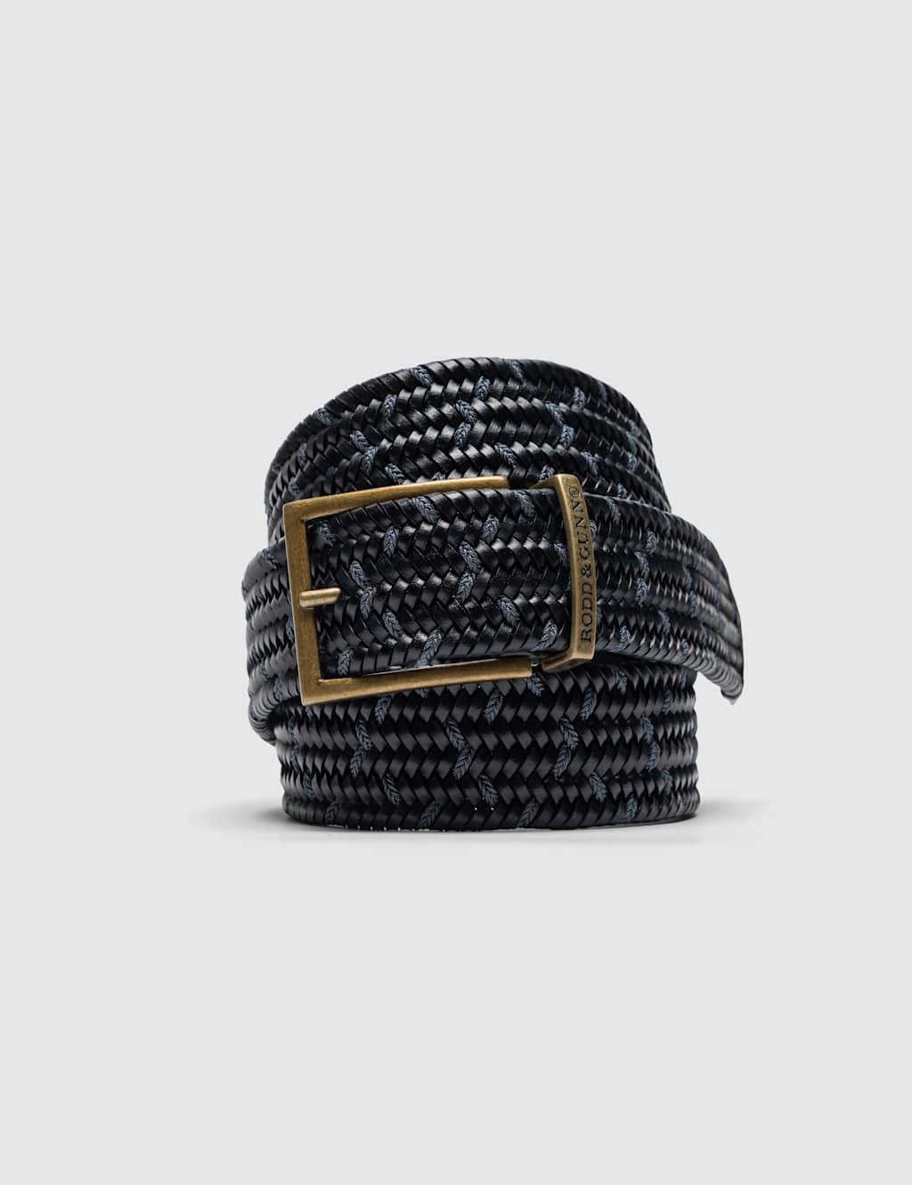 Rodd & Gunn Men's Stratford Leather Stretch Woven Belt - XL - Navy - Available at M&S
