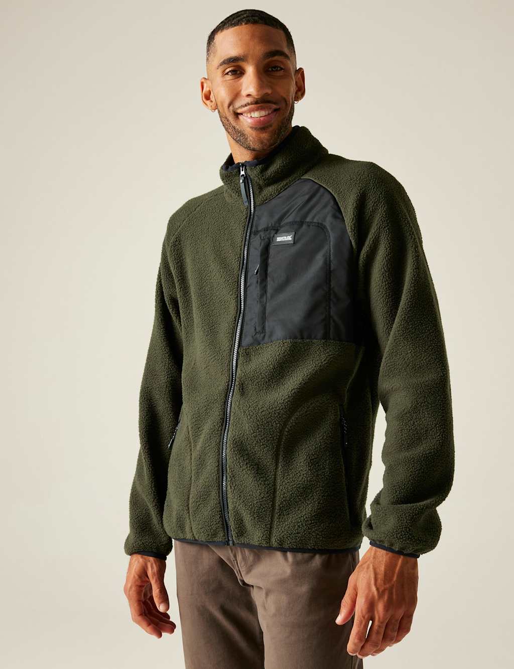 Regatta Borg Funnel Neck Zip Up Fleece Dark Khaki