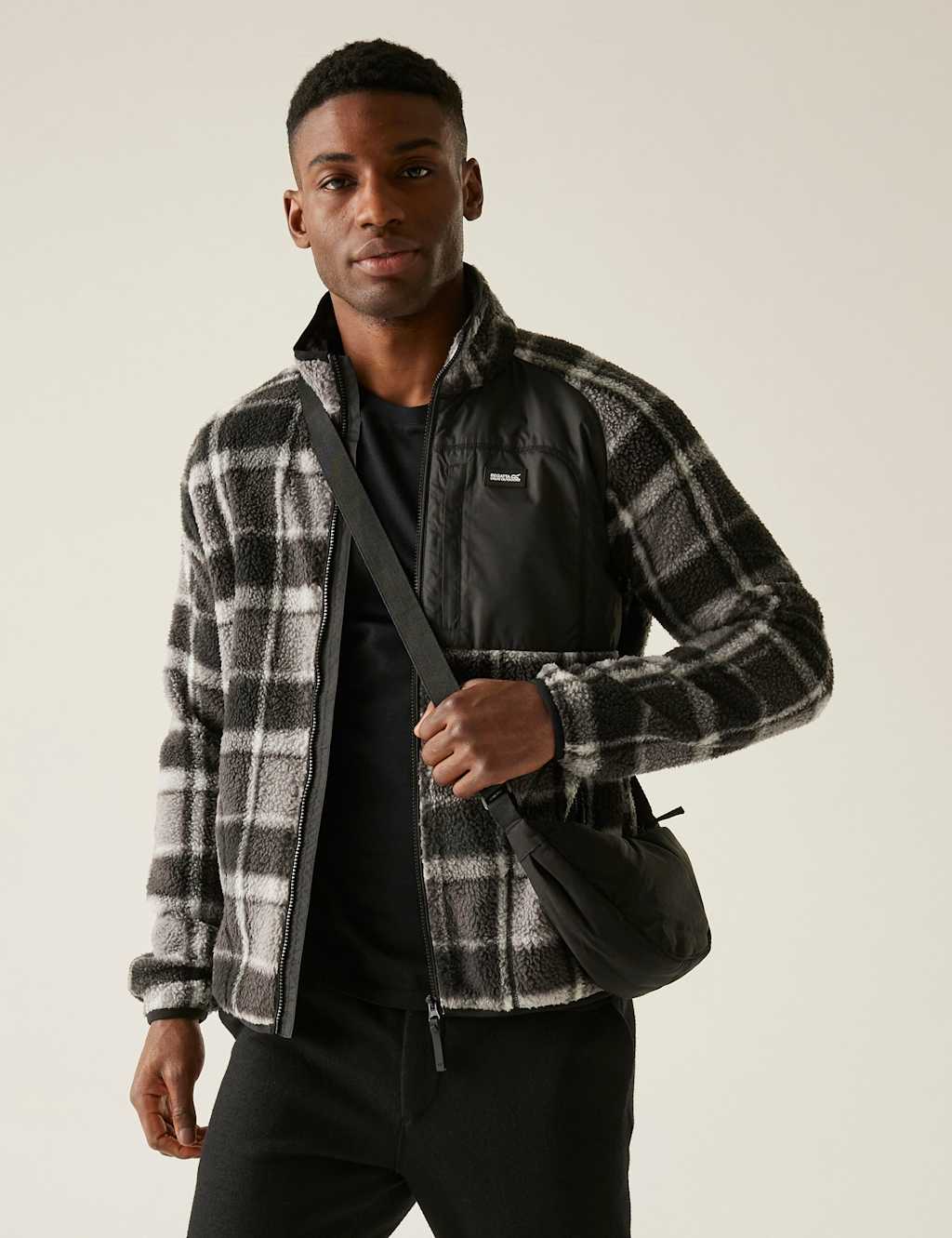 Regatta Frankie Borg Checked Zip Up Fleece Black Mix