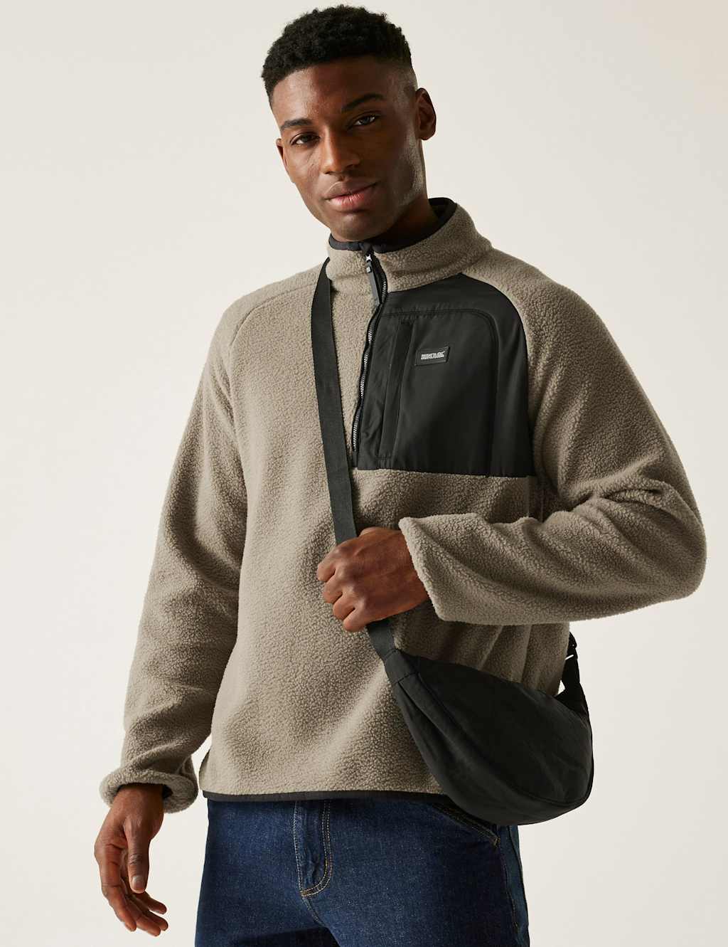 Regatta Frankie Borg Funnel Neck Half Zip Fleece Beige Mix