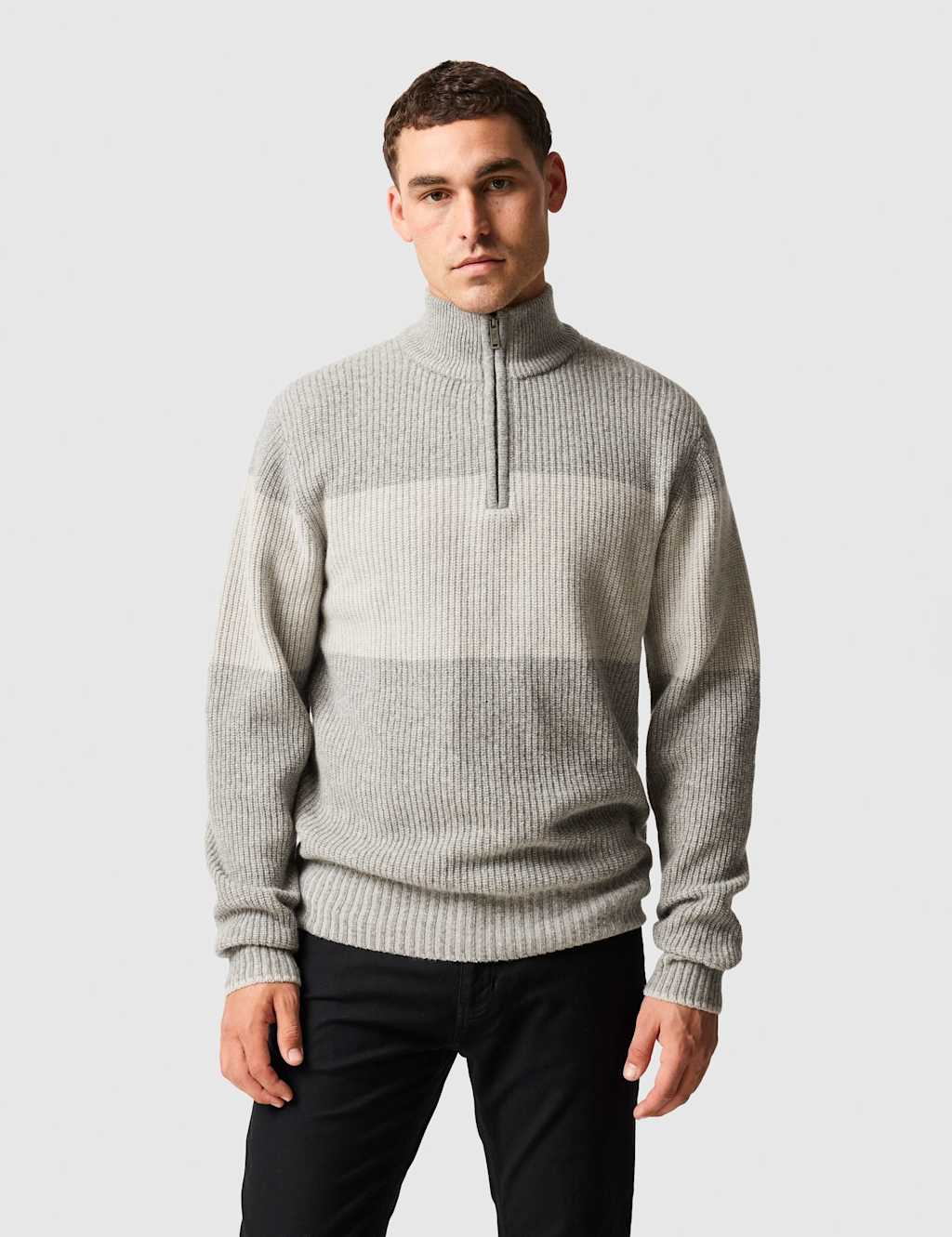 Rodd & Gunn Pure Extra Fine Merino Wool Textured Jumper Grey