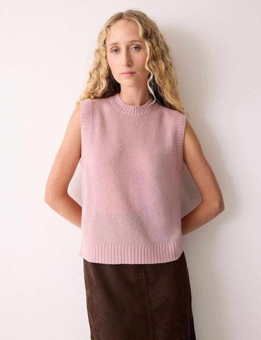 Jigsaw Women's Pure Cashmere Crew Neck Knitted Vest - Medium - Pink - Available at M&S