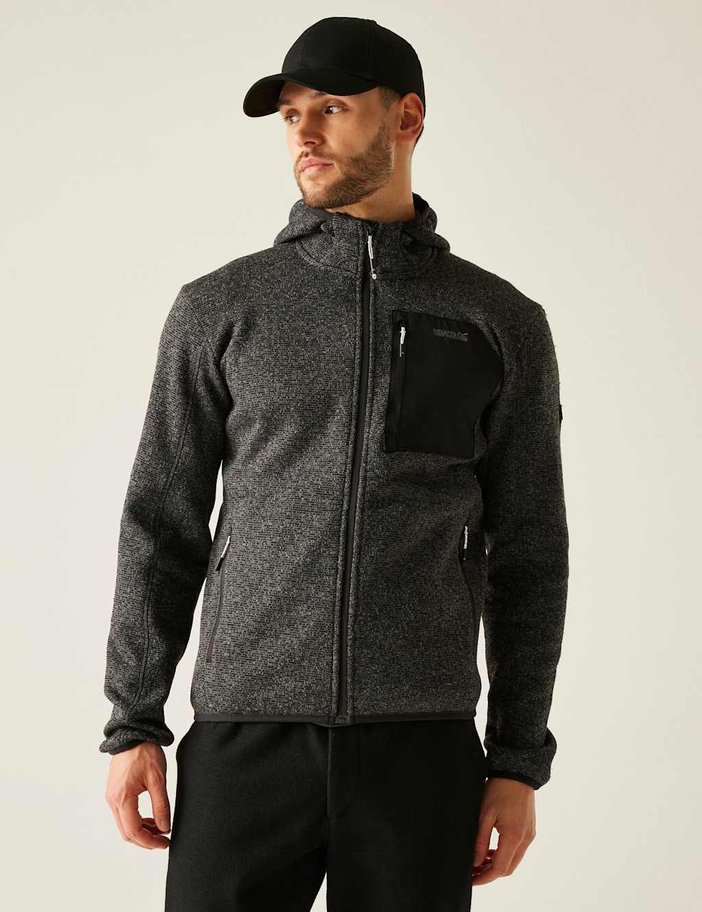 Regatta Newhill Textured Hooded Zip Up Fleece Grey Mix