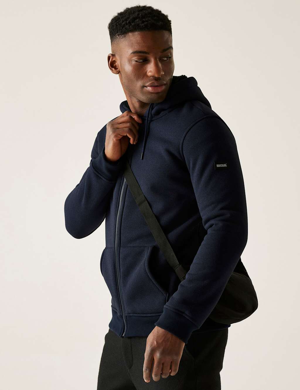 Regatta Naddle Jersey Fleece Lined Zip Up Hoodie Navy