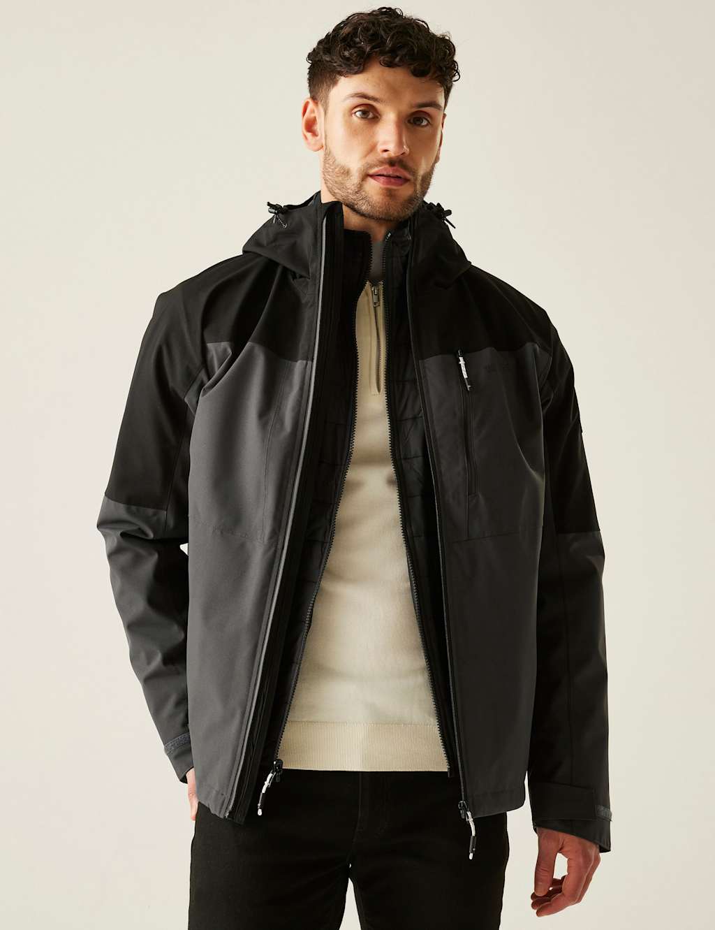 Regatta Wentwood 3-in-1 Hooded Waterproof Jacket Black Mix