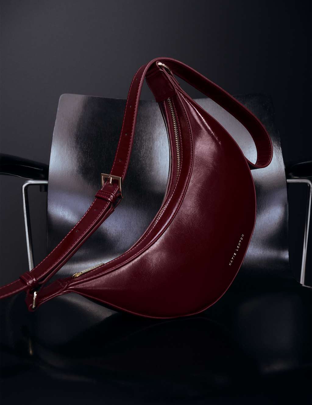 Katie Loxton Faux Leather Patent Finish Sling Bag Cherry Red