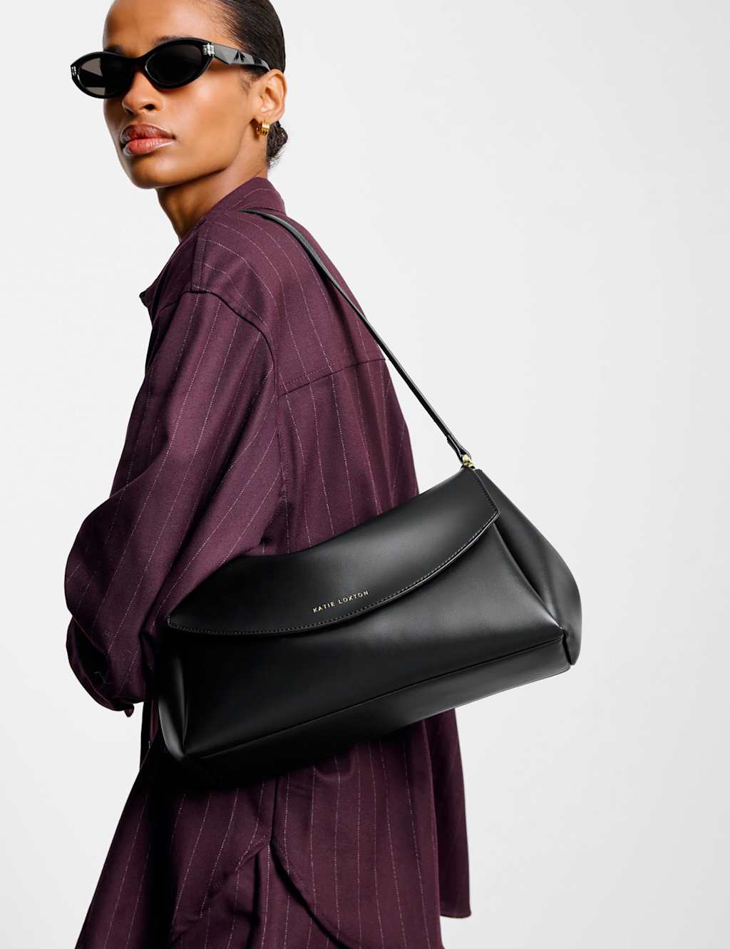 Katie Loxton Faux Leather Shoulder Bag Black