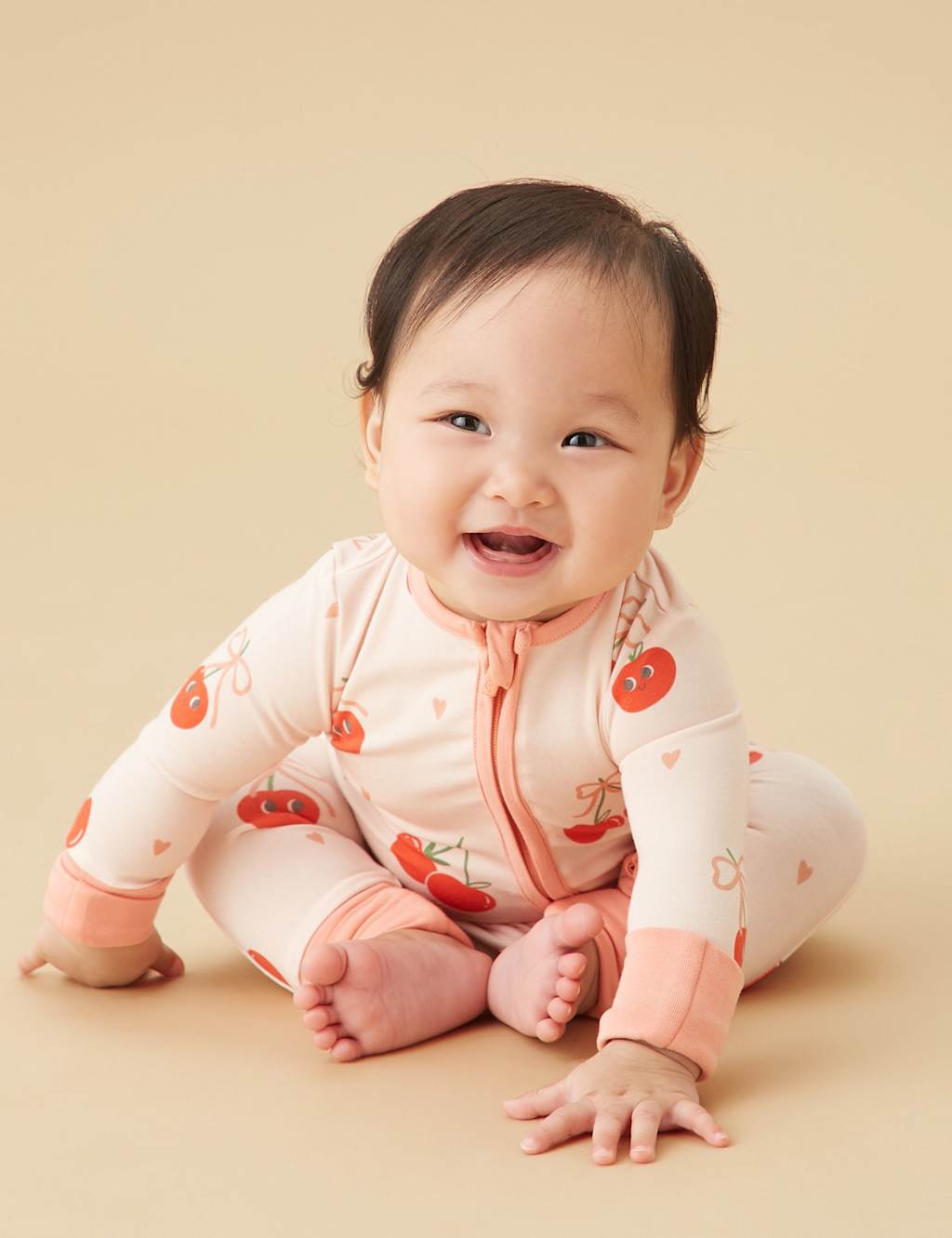 MORI Modal Rich Cherry Sleepsuit (0 - 24 Mths) Pink