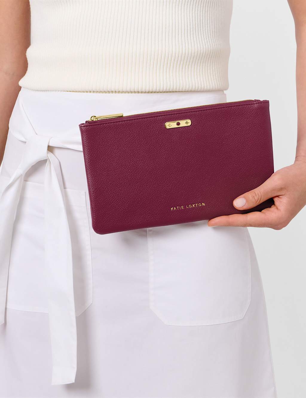 Katie Loxton Faux Leather January Birthstone Pouch Dark Red