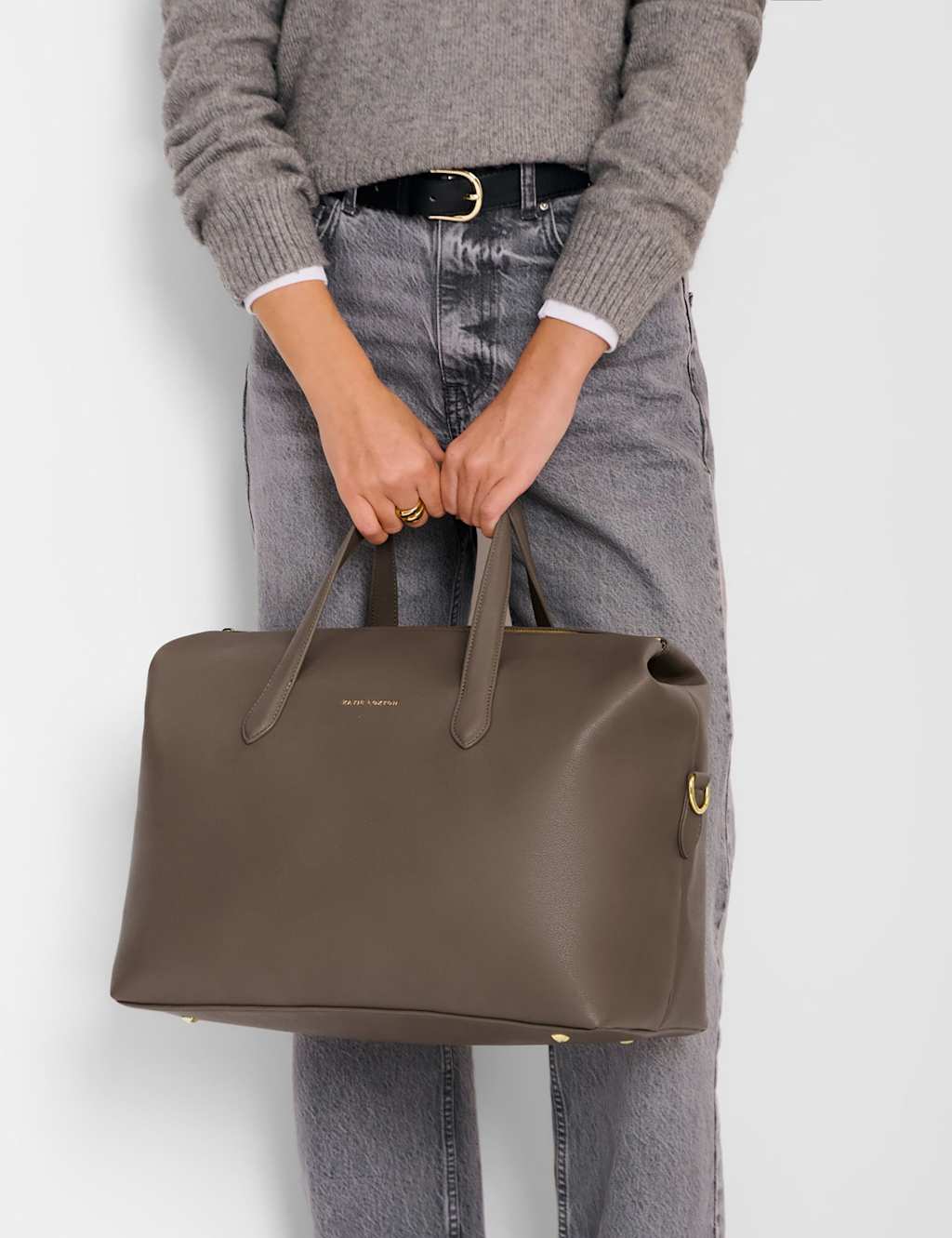 Katie Loxton Faux Leather Top Handle Weekend Bag Khaki