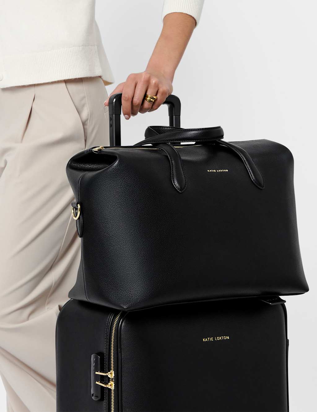 Katie Loxton Faux Leather Top Handle Weekend Bag Black