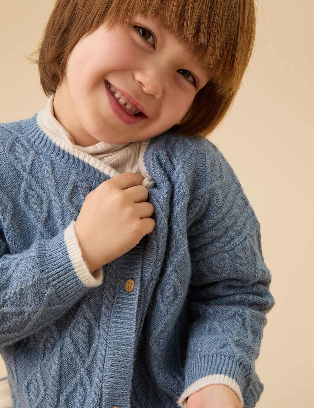 MORI Chunky Knitted Cardigan (0-3 Yrs) Blue