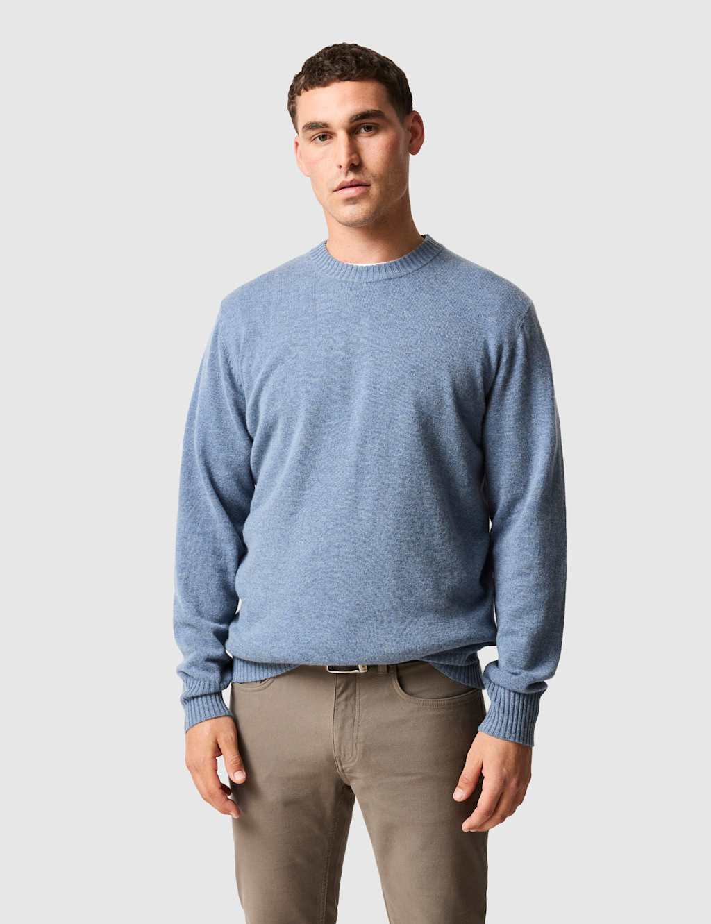 Rodd & Gunn Wool and Cashmere Blend Crew Neck Jumper Light Blue Mix