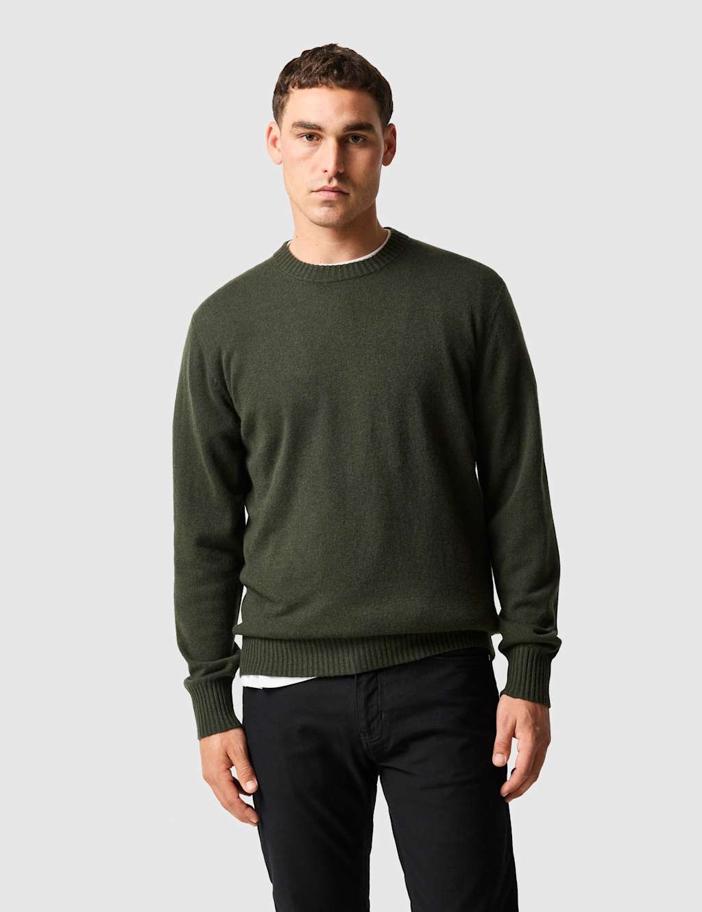 Rodd & Gunn Wool and Cashmere Blend Crew Neck Jumper Green