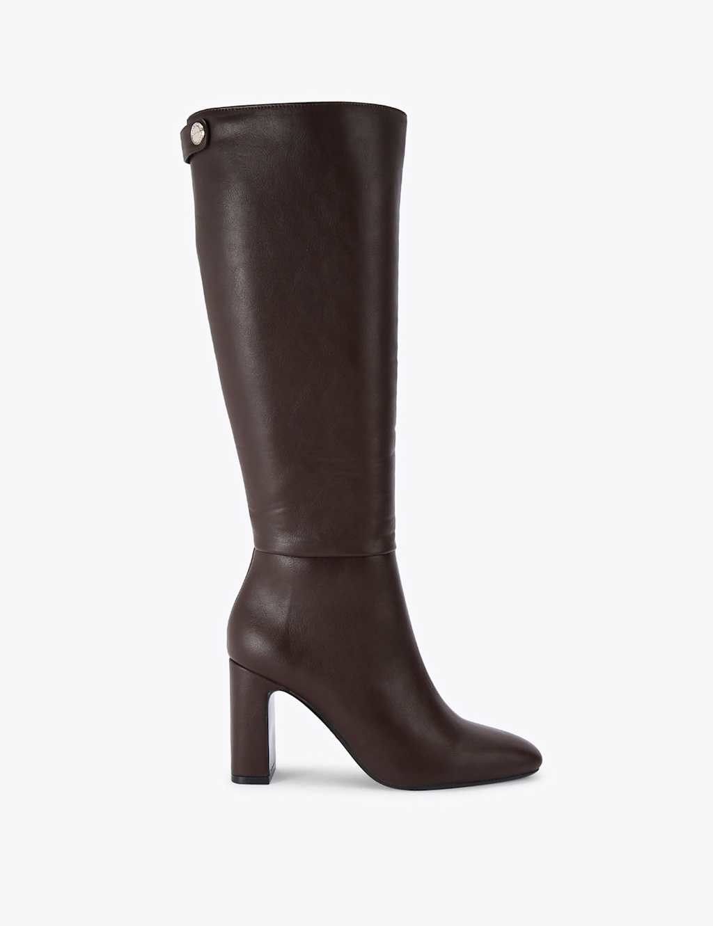 Carvela Block Heel Square Toe Knee High Boots Dark Brown