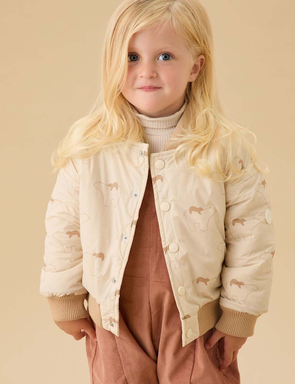MORI Polar Bear Bomber Jacket (6 Mths-6 Yrs) Sand