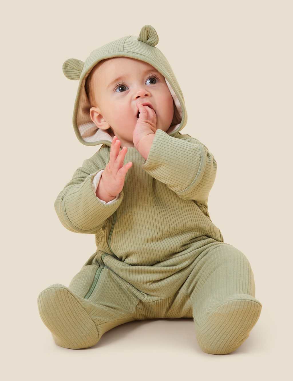 MORI Cosy Supersoft Ribbed Pramsuit (0-24 Mths) Green