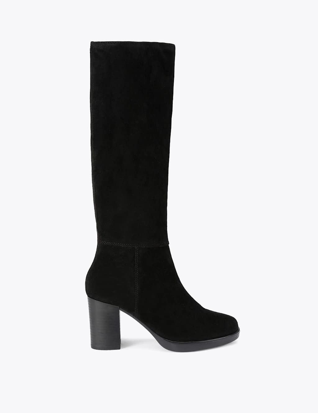 Carvela Suede Block Heel Knee High Boots Black