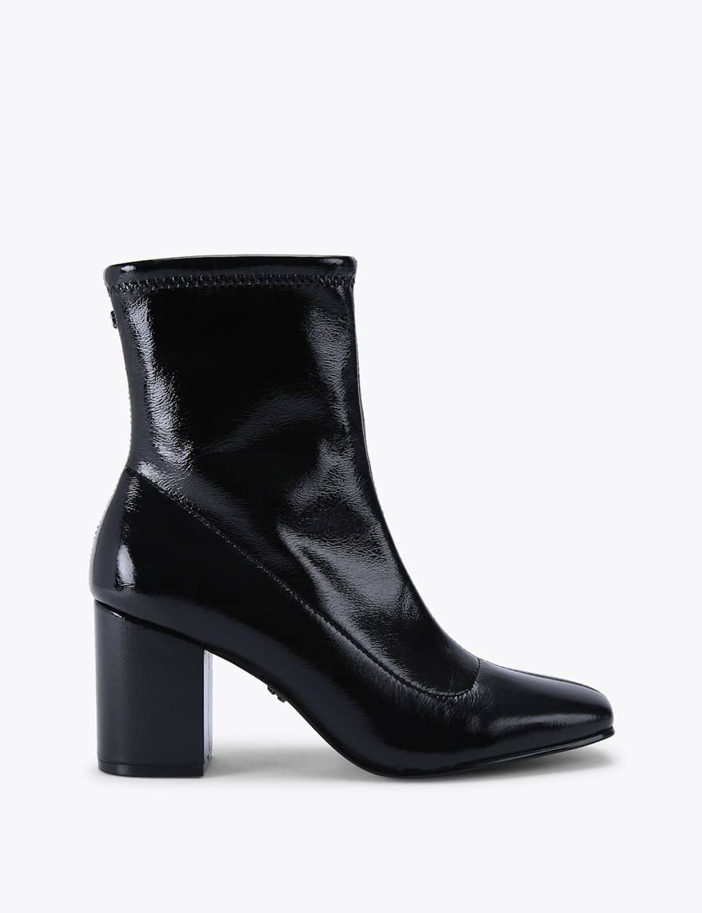 Carvela Patent Block Heel Ankle Boots Black
