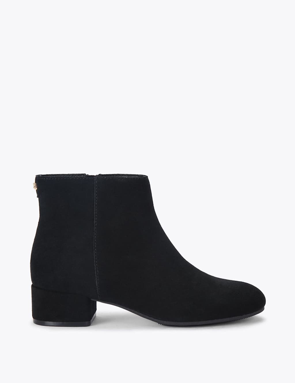 Carvela Suede Block Heel Round Toe Ankle Boots Black