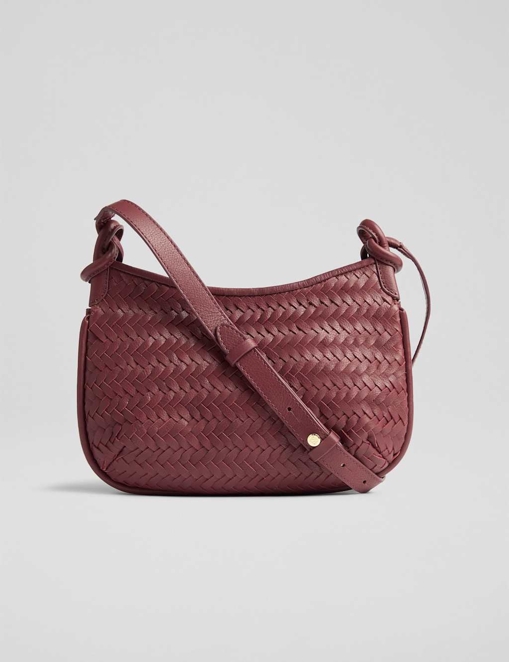 LK BENNETT Leather Woven Cross Body Bag Red