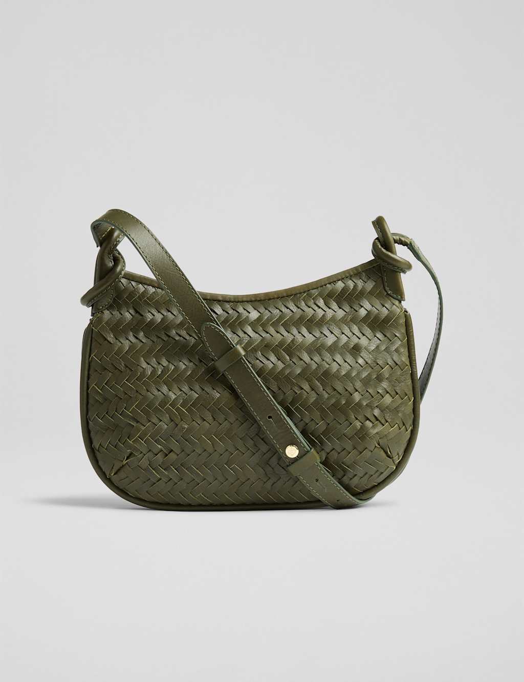 LK BENNETT Leather Woven Cross Body Bag Green