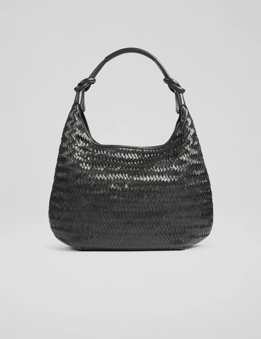 LK BENNETT Leather Woven Cross Body Bag Black