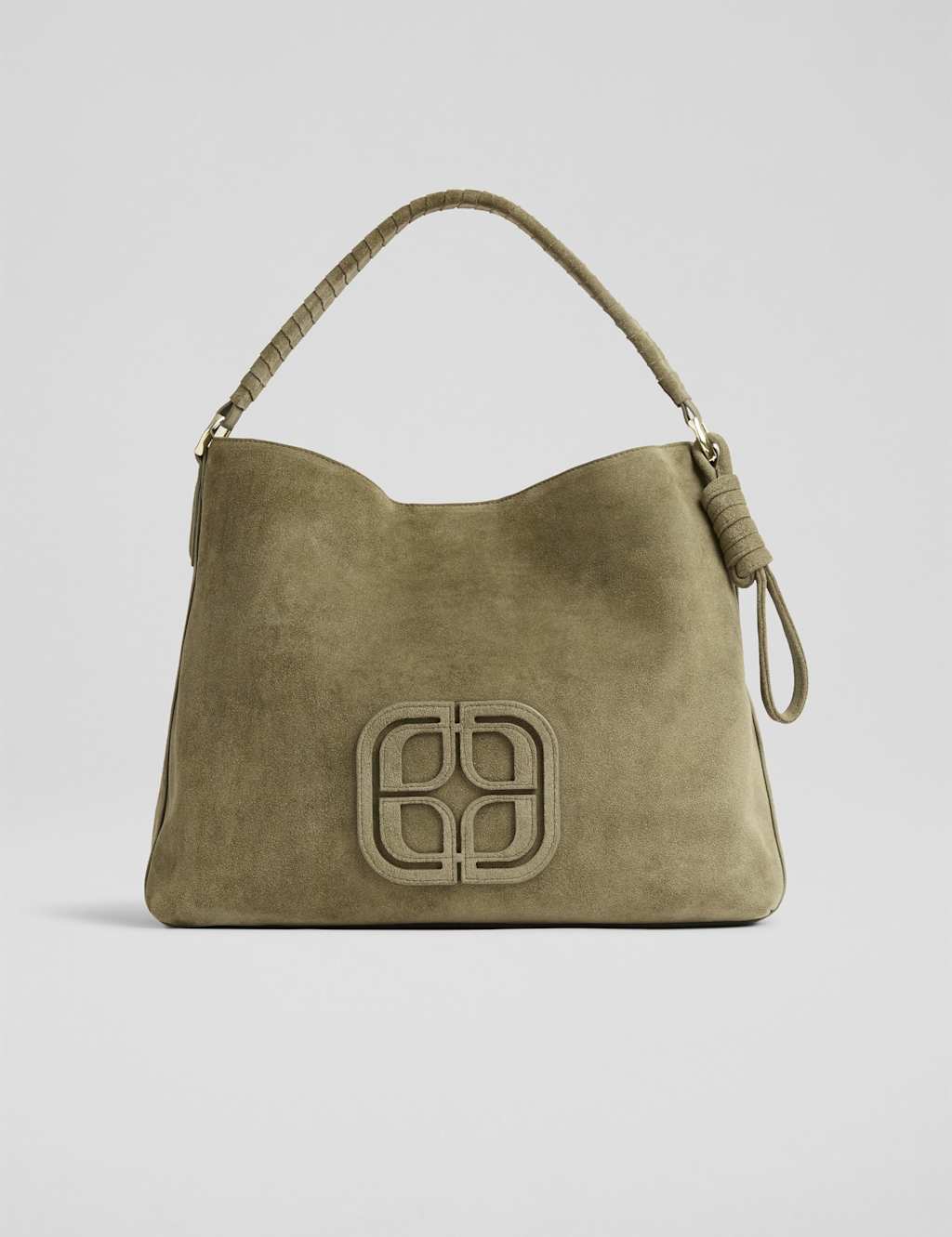 LK BENNETT Leather Hobo Shoulder Bag Olive
