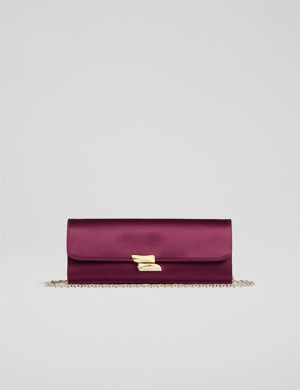 LK BENNETT Satin Clutch Bag Burgundy