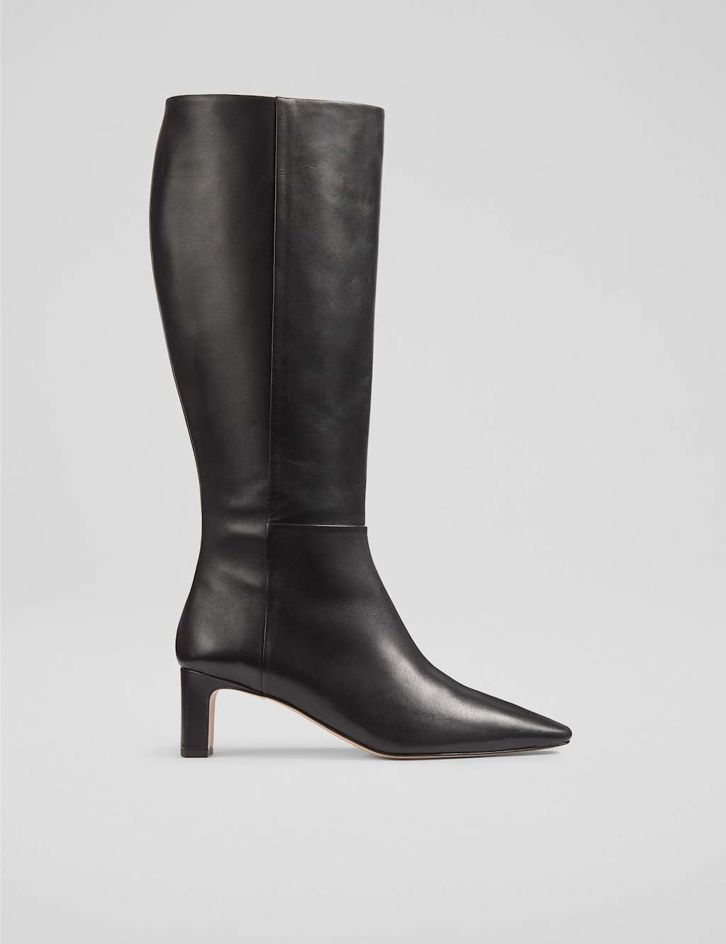 Lk Bennett Women's Leather Kitten Heel Knee High Boots - 6 - Black, Brown,Black