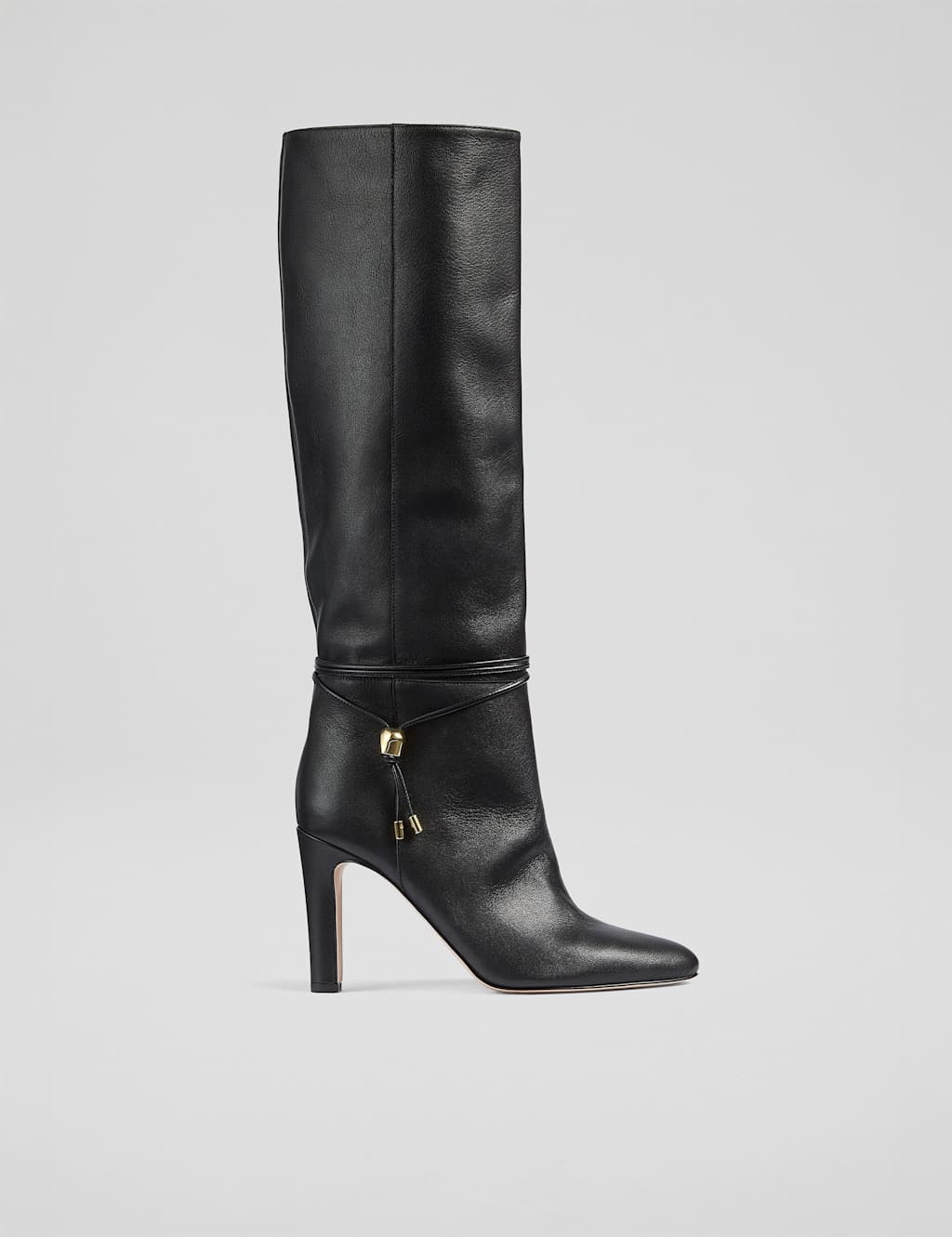 Lk Bennett Women's Leather High Heel Knee High Boots - 6 - Black, Red,Black