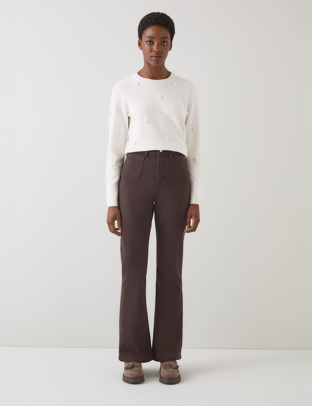 LK BENNETT Straight Leg Jeans Brown