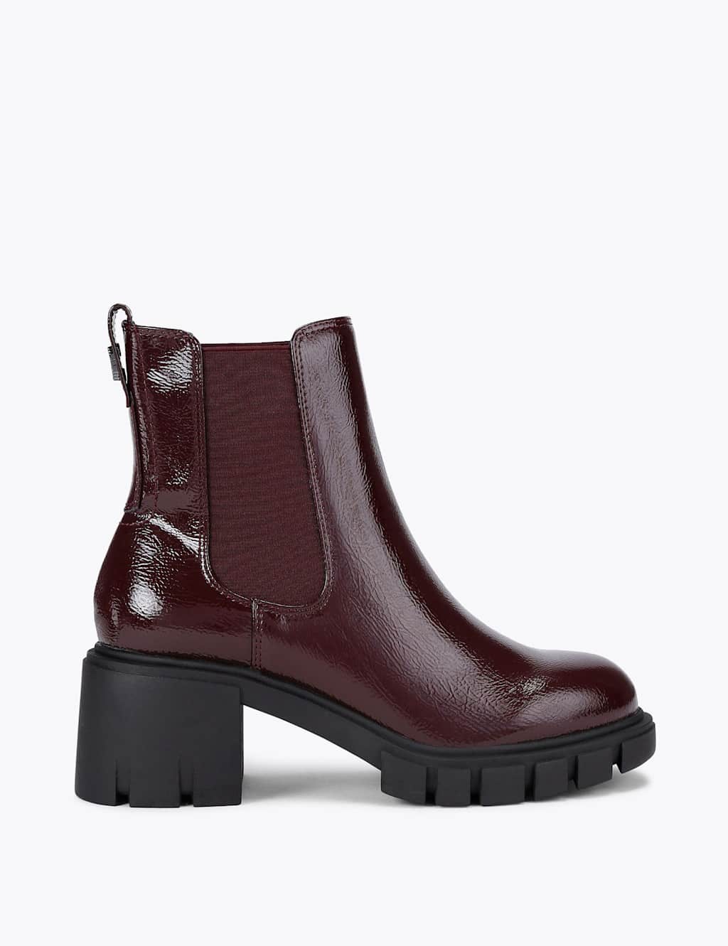 Carvela Leather Chelsea Block Heel Ankle Boots Red