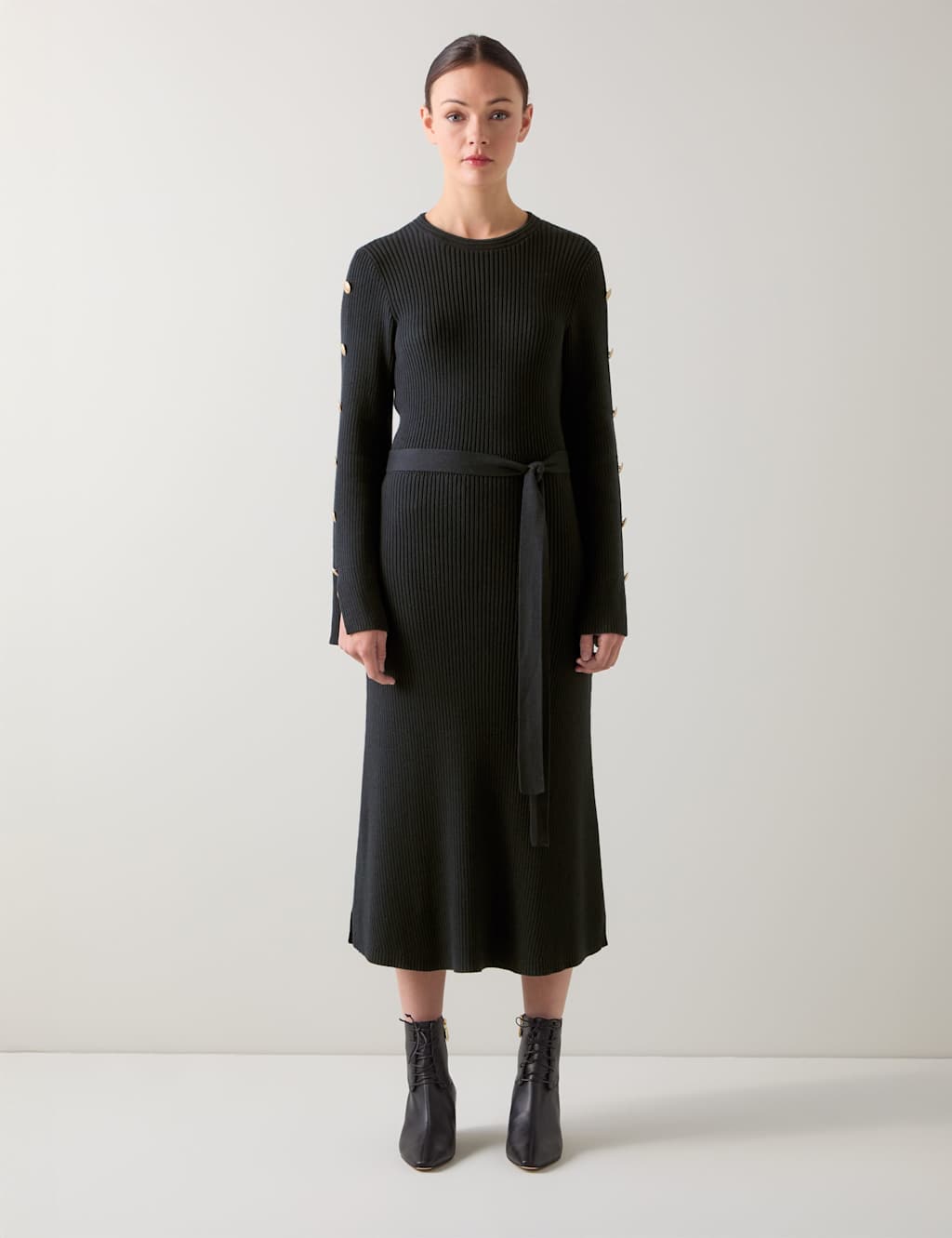Lk Bennett Women's Pure Cotton Slit Sleeve Jumper Dress - Black, Black