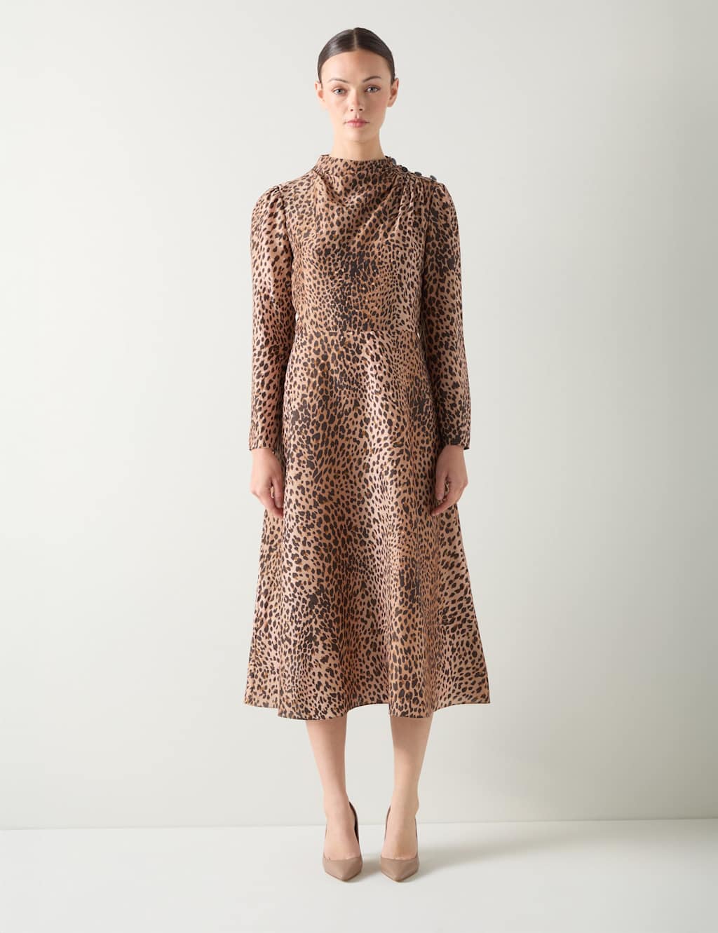 Lk Bennett Women's Leopard Print Midi A-Line Dress - 12 - Multi, Multi