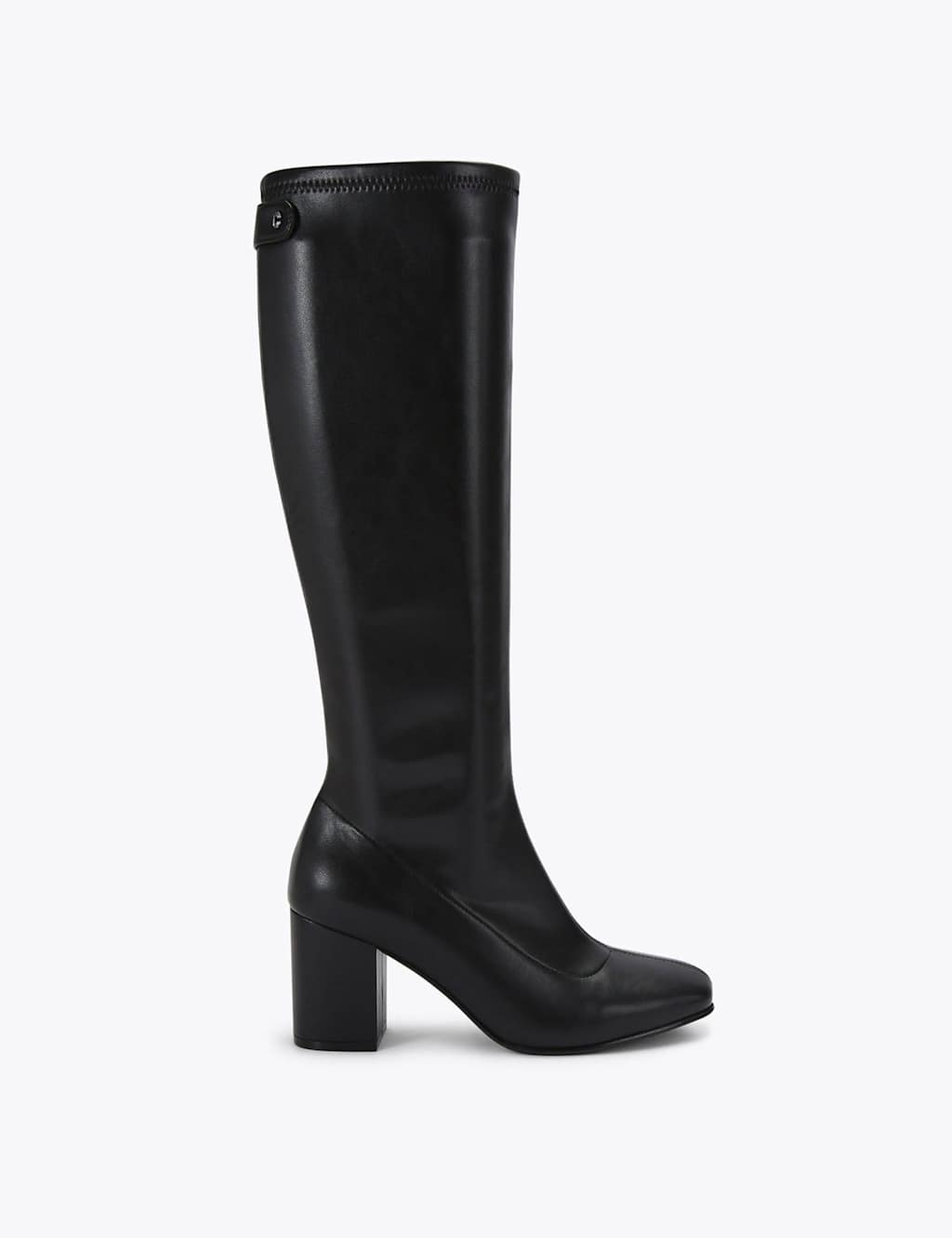 Carvela Block Heel Square Toe Knee High Boots Black