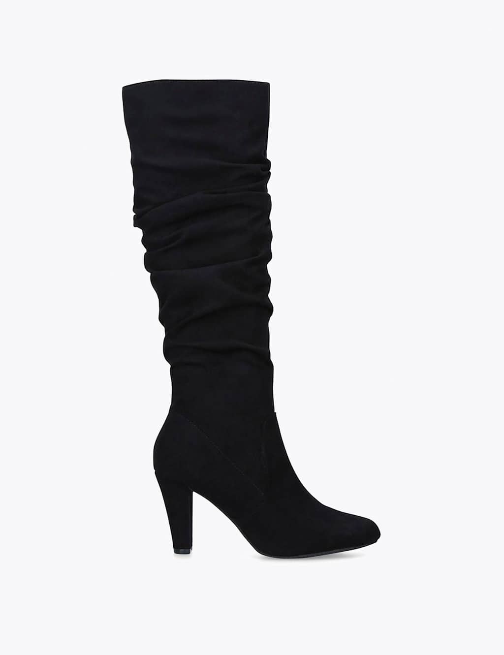 Carvela Ruched Block Heel Knee High Boots Black