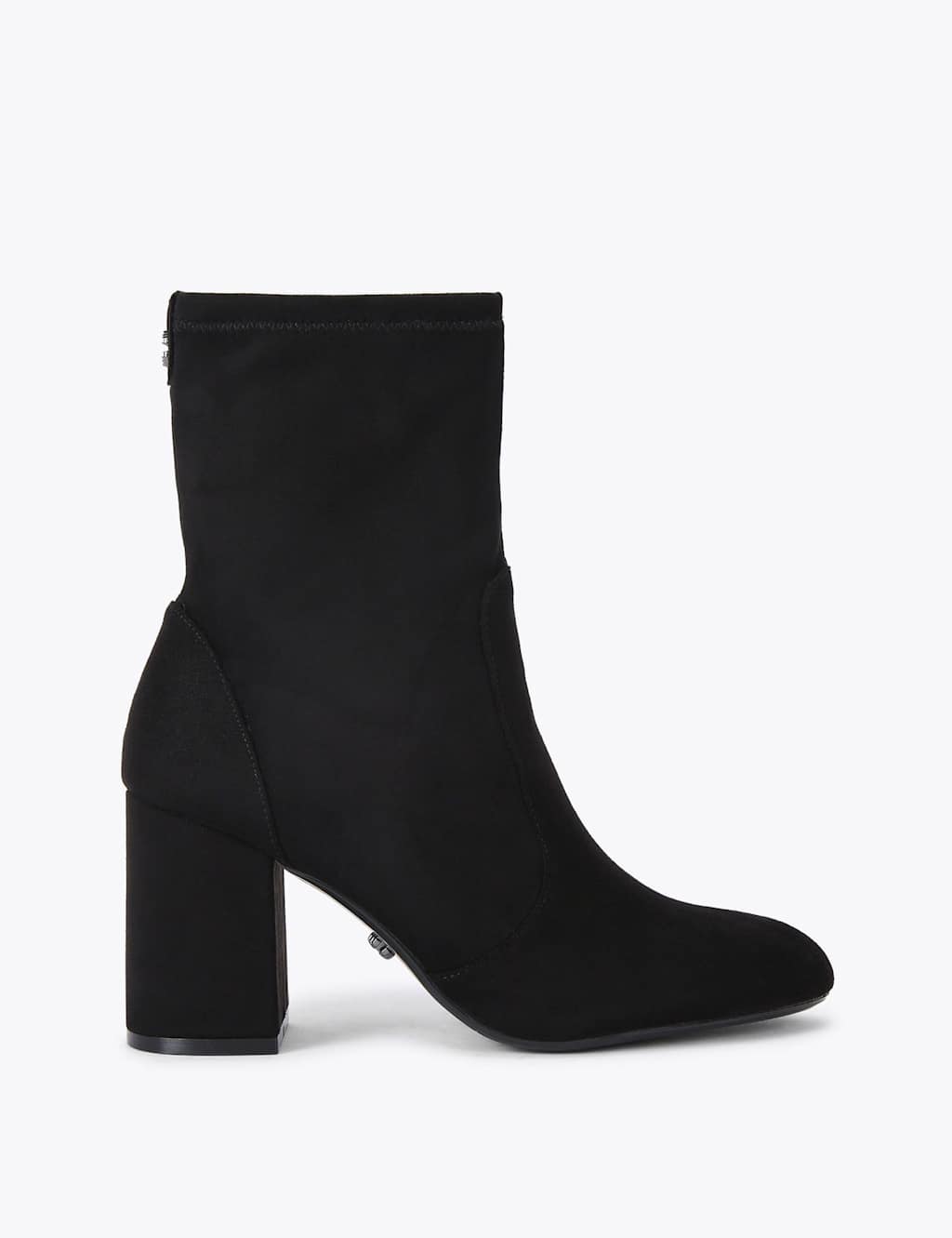 Carvela Suede Block Heel Round Toe Ankle Boots Black
