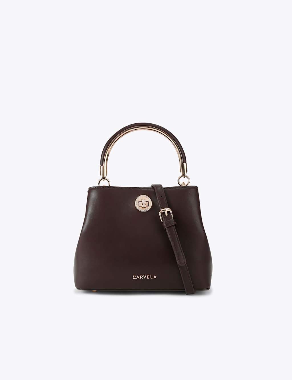 Carvela Faux Leather Top Handle Bag Brown