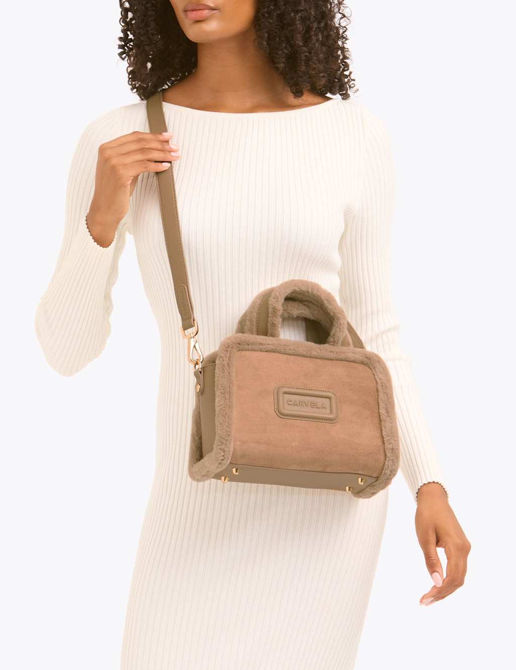 Carvela Borg Top Handle Tote Bag Tan