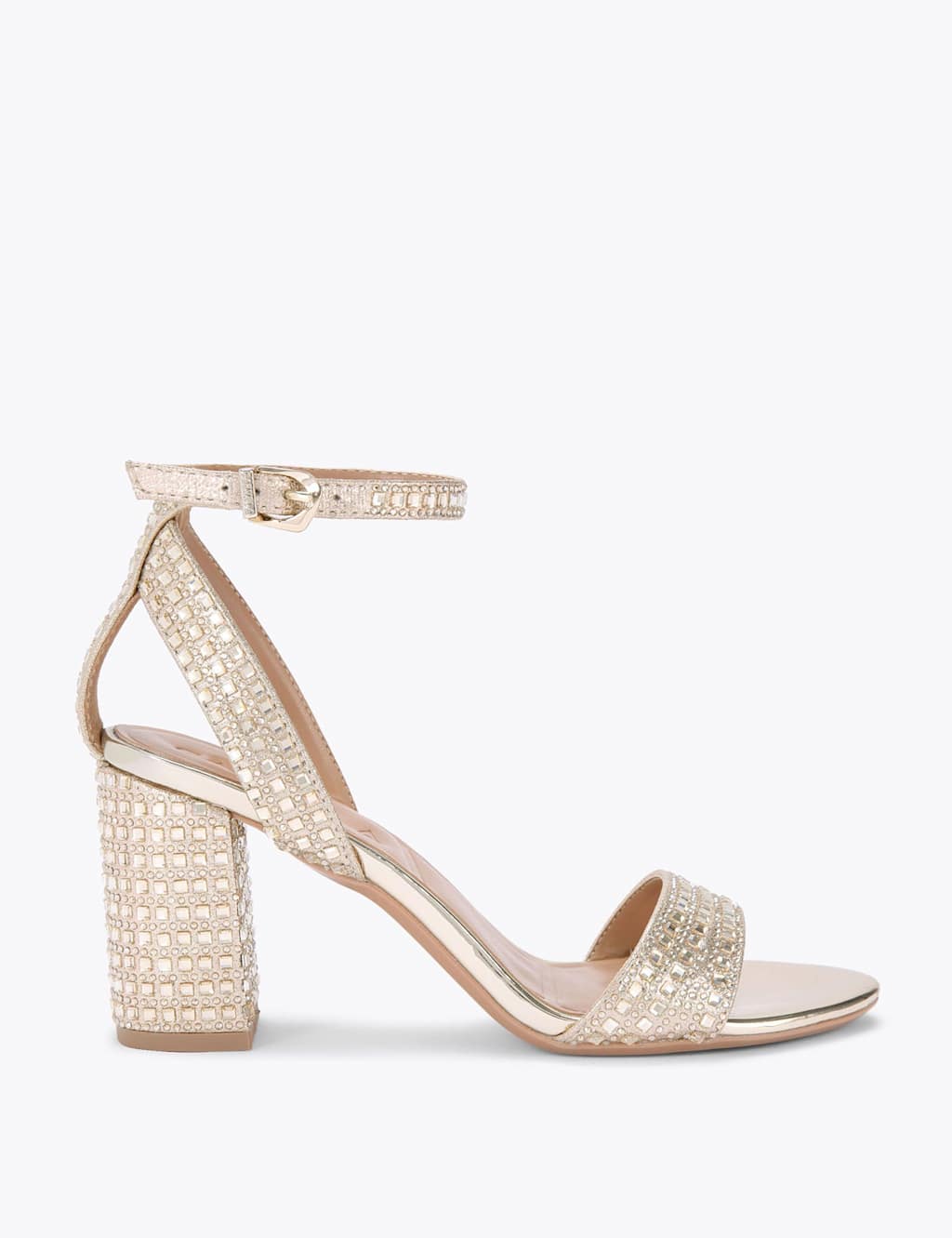 Carvela Sparkle Block Heel Sandals Gold