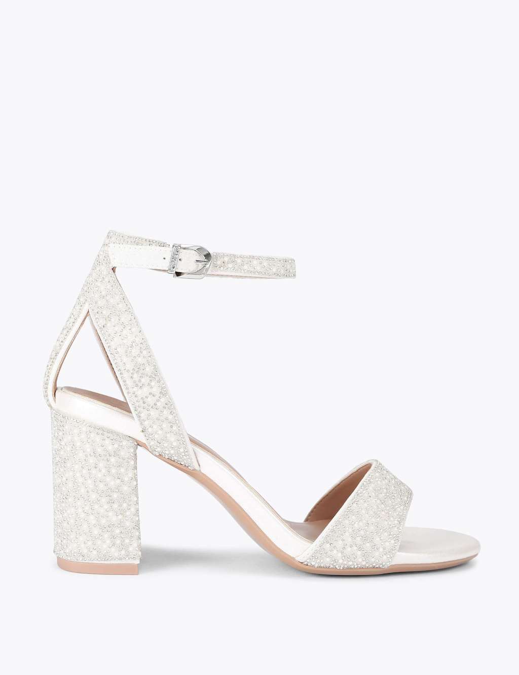 Carvela Wide Fit Embellished Block Heel Sandals White