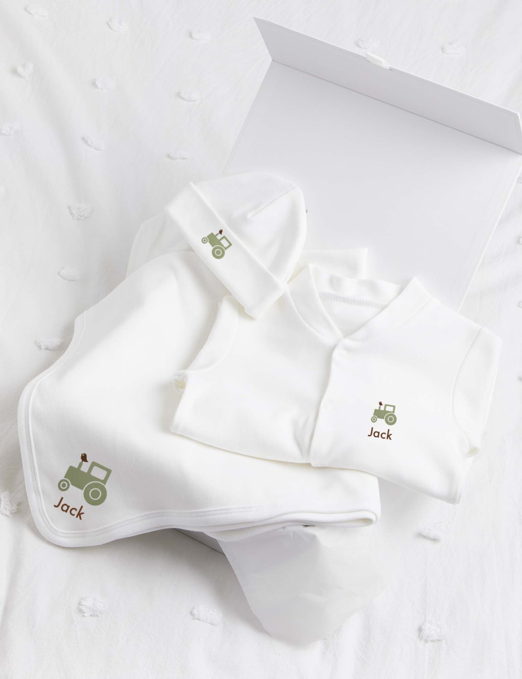 Personalised Green Tractor Starter Set (0-1 Yrs)