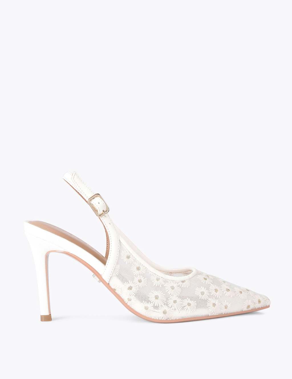 Carvela Mesh Daisy Stiletto Heel Slingback Shoes White