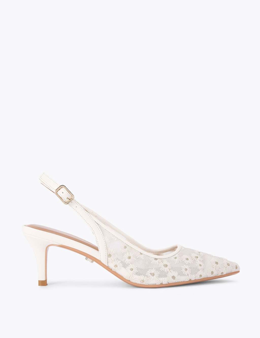 Carvela Embroidered Mesh Slingback Court Shoes White