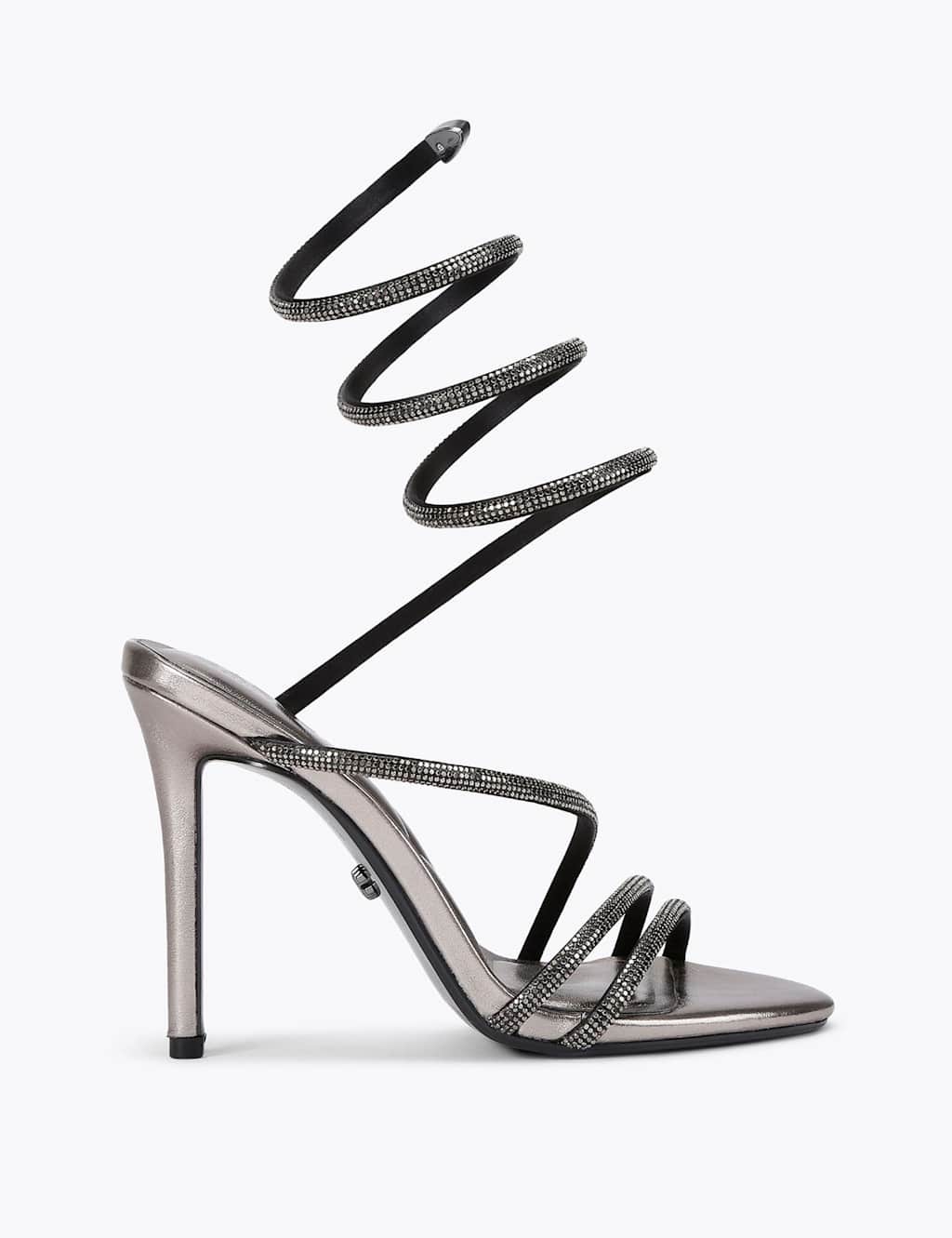 Carvela Metallic Sparkle Strappy Stiletto Heel Sandals Silver Grey