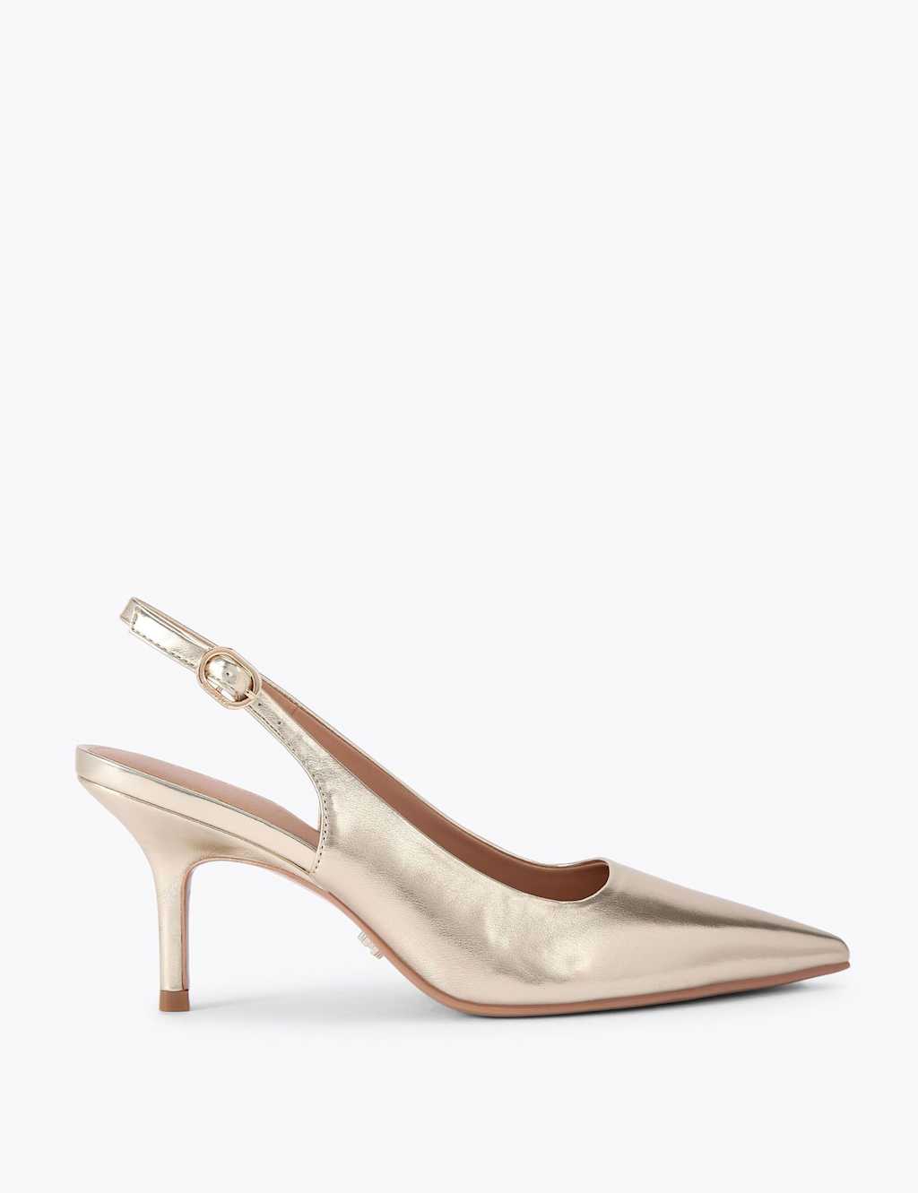 Carvela Patent Kitten Heel Slingback Shoes Gold