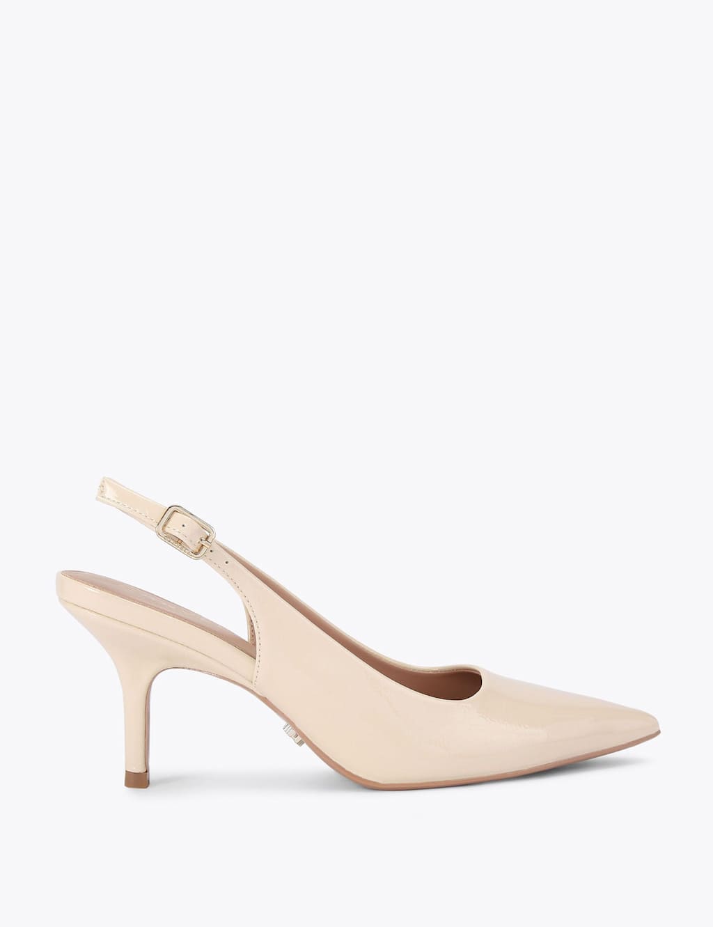 Carvela Patent Stiletto Heel Pointed Slingback Shoes Beige