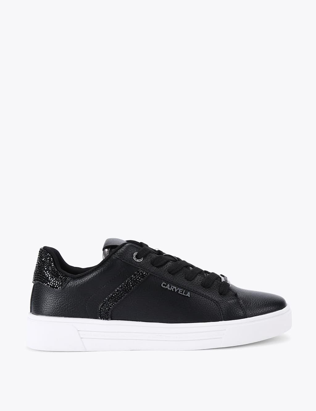 Carvela Lace Up Sparkle Crystal Cupsole Trainers Black