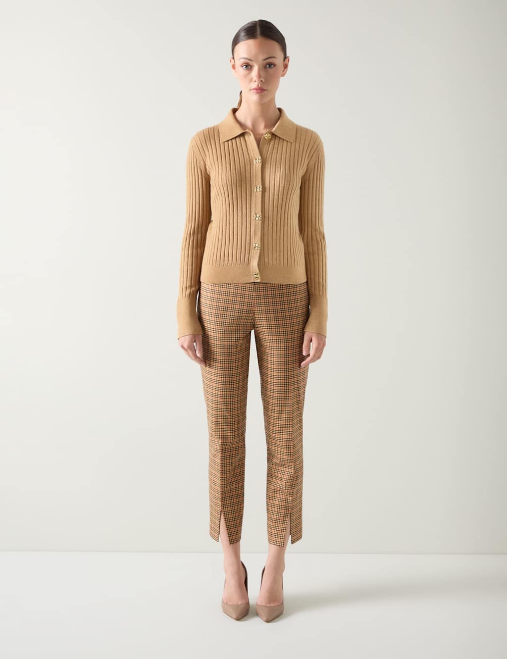 LK BENNETT Cotton Rich Cardigan with Merino Wool Natural